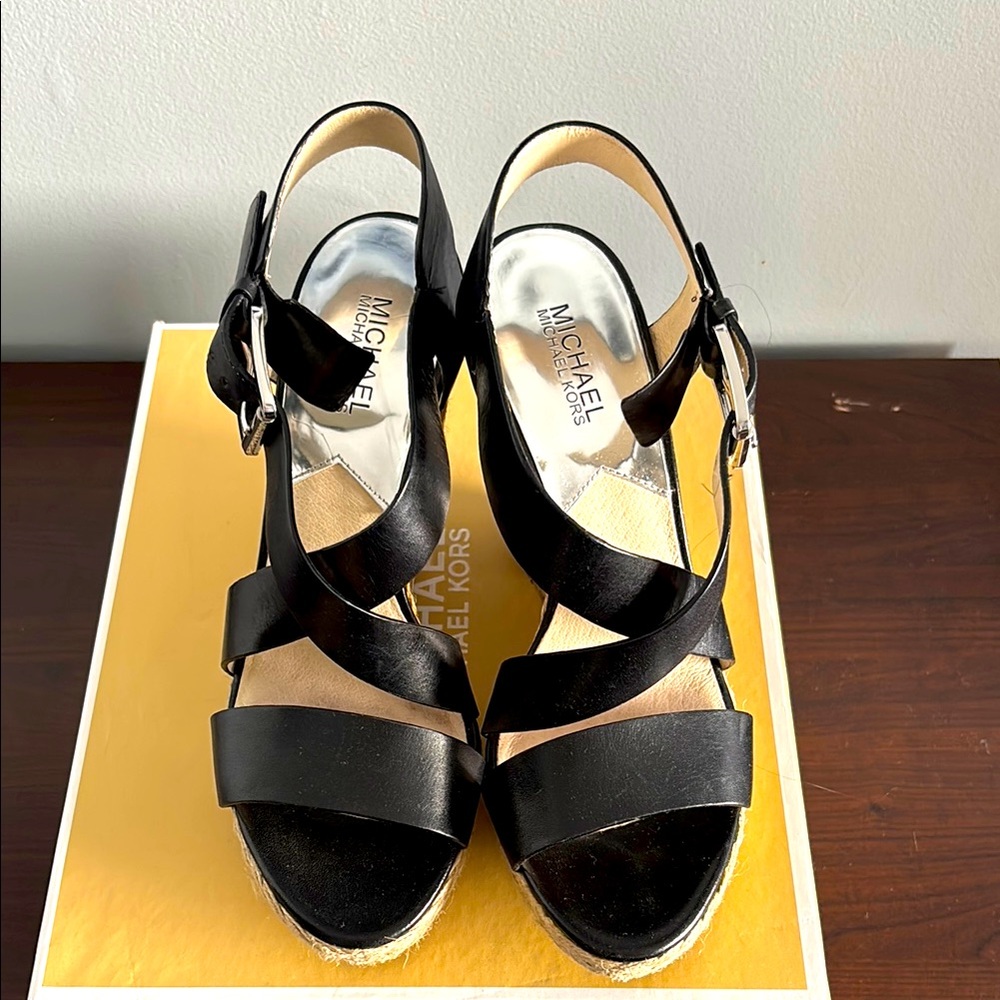 Michael Kors Black Wedge Sandals